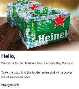 sample Heineken giveaway scam post