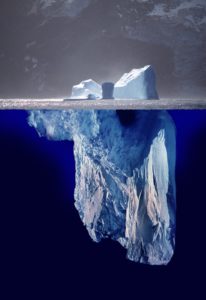 Internet iceberg with dark web