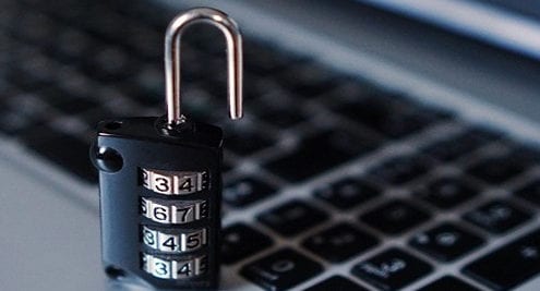 lock on keyboard showing antivirus software