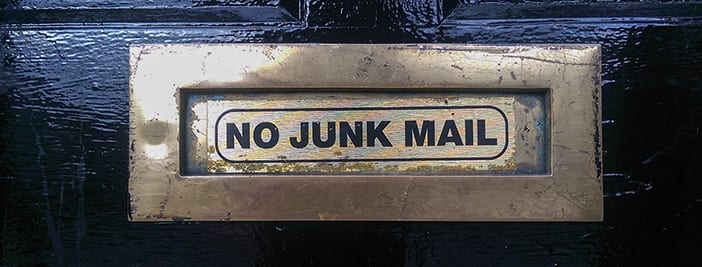 no junk mail sign for email protection and spam filtering