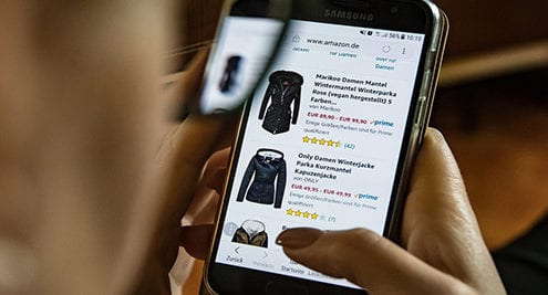 person shopping online on mobile
