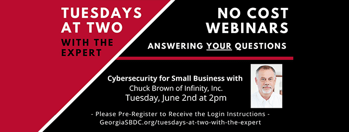 Cybersecurity webinar information from UGA SBDC