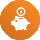 Piggy bank saving you money icon